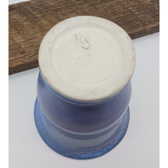 Lovely Studio Art Pottery Vase Signed RS Blue Lavender Decor - Picture 5 of 7